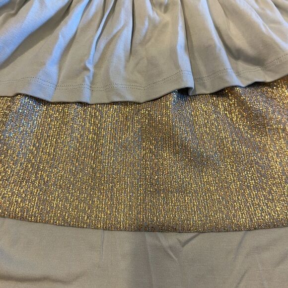 Imoga Girls Grey & Gold Butterfly Layered Tank Dress - Picture 2 of 5